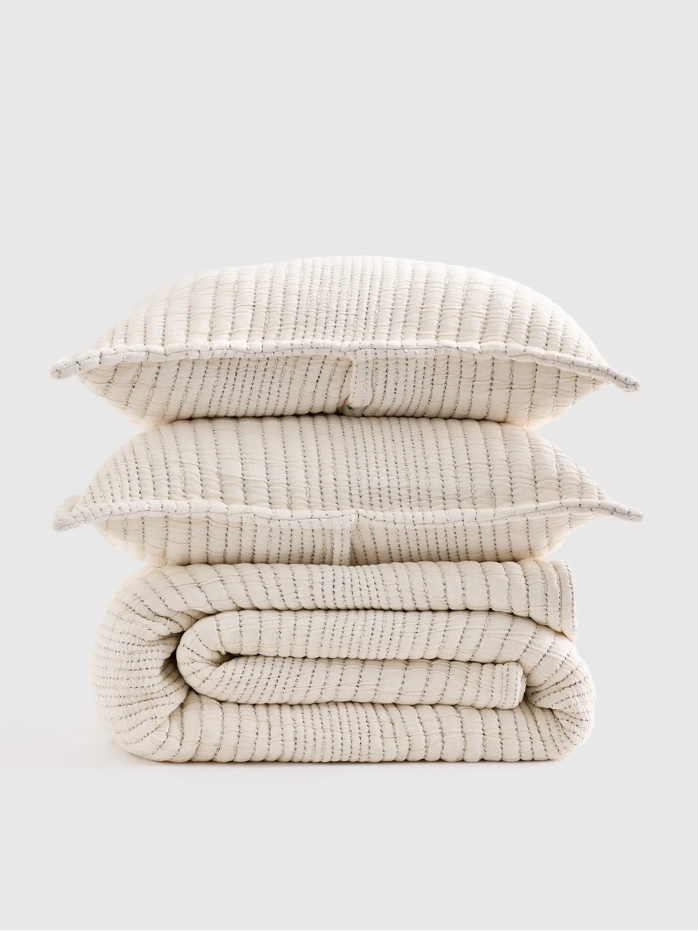 NWOT Quince Organic Cotton Channel Stitch Coverlet Set